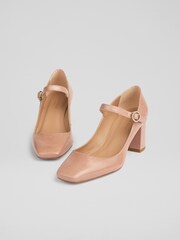 LK Bennett Mary Jane Pink Winter Carnation Block Heels - Image 3 of 4