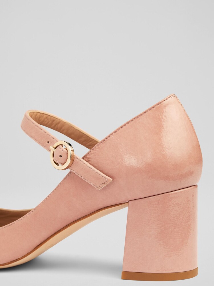 LK Bennett Mary Jane Pink Winter Carnation Block Heels - Image 4 of 4