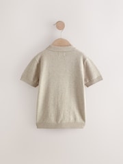 Stone Short Sleeves Textured Button Through 100% Cotton Jumpers - Image 2 of 4