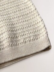 Stone Short Sleeves Textured Button Through 100% Cotton Jumpers - Image 4 of 4