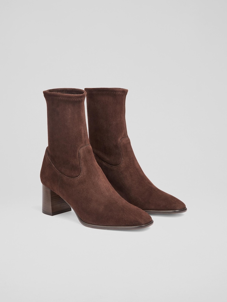 LK Bennett Harp Espresso Block Heel Stretch Ankle Brown Boots - Bild 2 von 4 LK Bennett Harp Espresso Block Heel Stretch Ankle Brown Boots - Bild 2 von 4