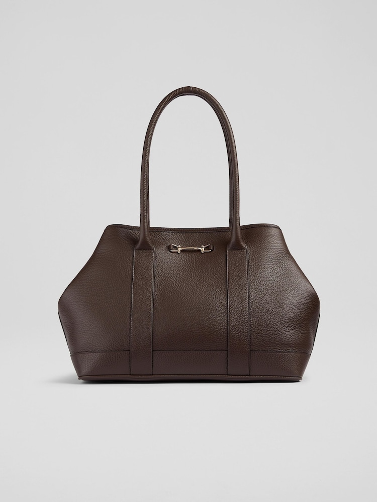 LK Bennett Lauren Chocolate Brown Work Tote Bag - Image 1 of 4