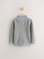 Grey Twist Mock Layer 100% Cotton Jumpers - Image 2 of 4