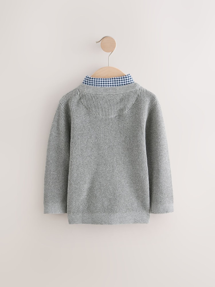 Grey Twist Mock Layer 100% Cotton Jumpers - Image 2 of 4