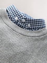 Grey Twist Mock Layer 100% Cotton Jumpers - Image 3 of 4