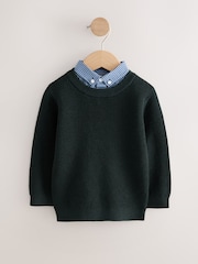 Green Mock Layer 100% Cotton Jumper - Image 1 of 1