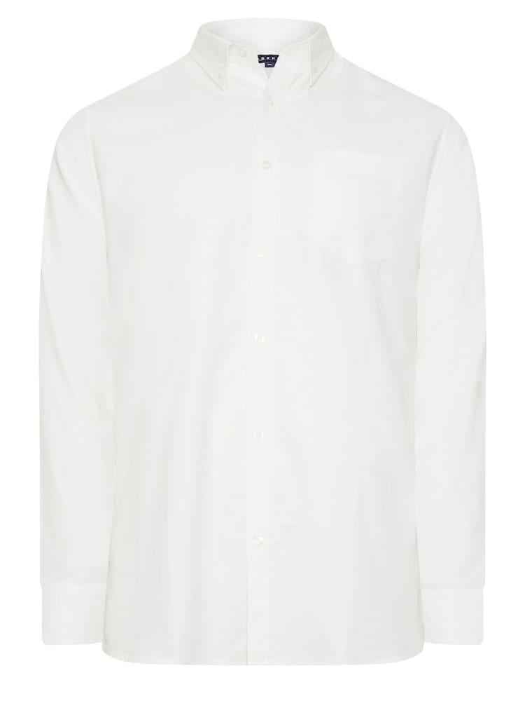 BadRhino Big & Tall White Premium Long Sleeve Oxford 100% Cotton Shirt - Image 2 of 3