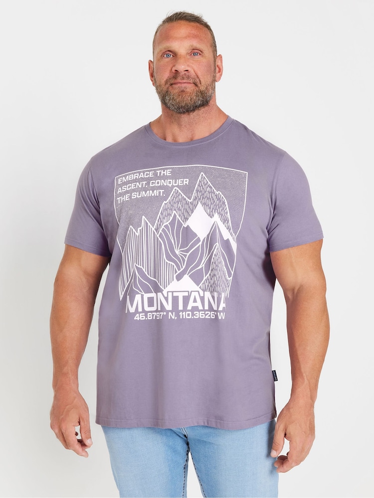 BadRhino Big & Tall Purple 100% Cotton Montana T-Shirt - Image 1 of 3
