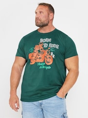 BadRhino Big & Tall Green Born To Ride 100% Cotton T-Shirt - Image 1 of 3
