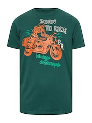 BadRhino Big & Tall Green Born To Ride 100% Cotton T-Shirt - Image 2 of 3