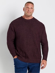 BadRhino Big & Tall Red 100% Cotton Twist Knit Crew Neck Jumper - Image 1 of 3