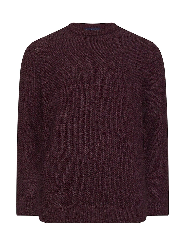 BadRhino Big & Tall Red 100% Cotton Twist Knit Crew Neck Jumper - Image 2 of 3