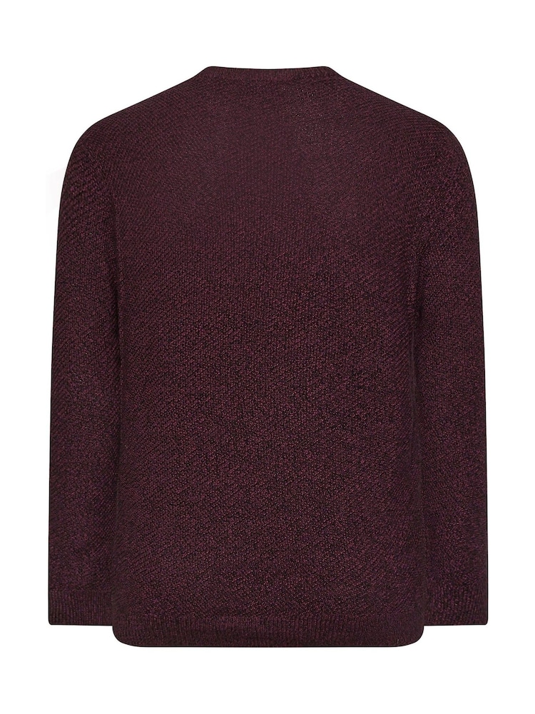 BadRhino Big & Tall Red 100% Cotton Twist Knit Crew Neck Jumper - Image 3 of 3