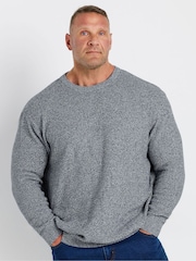 BadRhino Big & Tall Blue 100% Cotton Twist Knit Crew Neck Jumper - Image 1 of 3