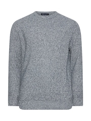 BadRhino Big & Tall Blue 100% Cotton Twist Knit Crew Neck Jumper - Image 2 of 3