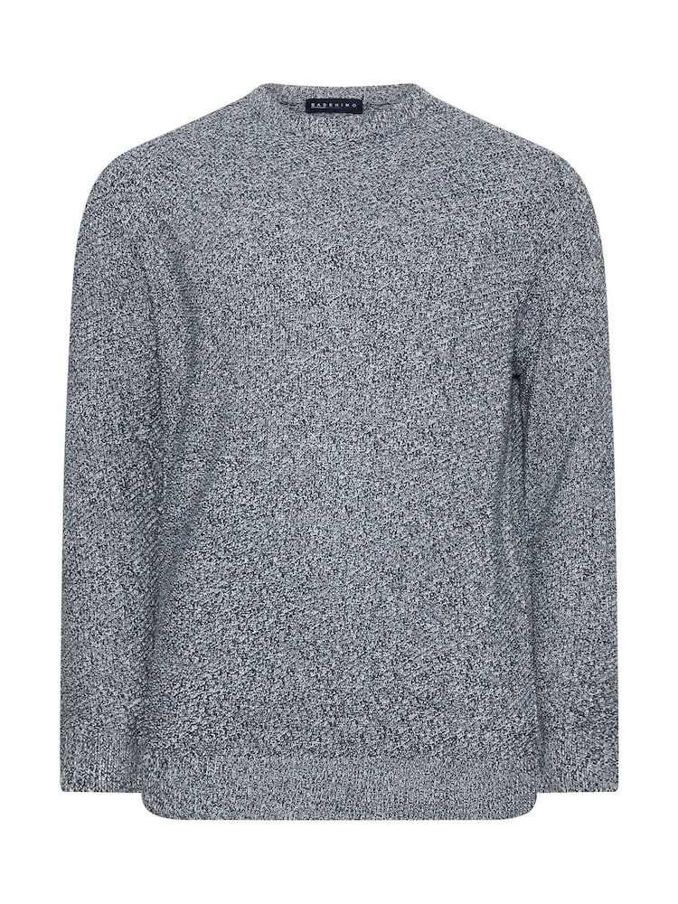 BadRhino Big & Tall Blue 100% Cotton Twist Knit Crew Neck Jumper - Image 2 of 3