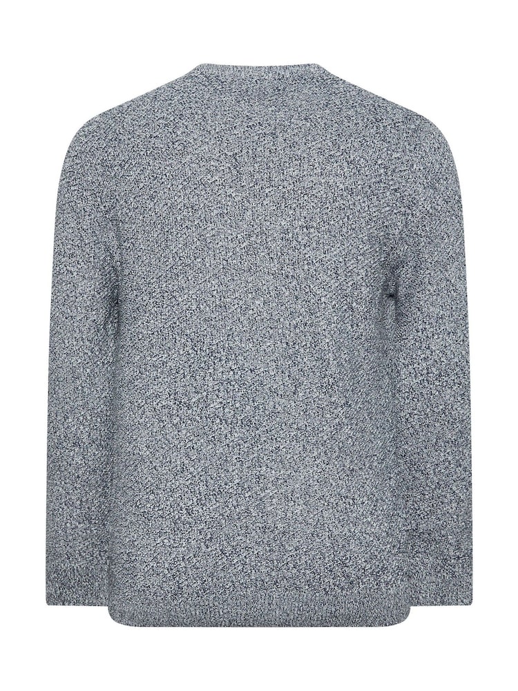 BadRhino Big & Tall Blue 100% Cotton Twist Knit Crew Neck Jumper - Image 3 of 3