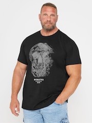 BadRhino Big & Tall Black 100% Cotton Fading Skull T-Shirt - Image 1 of 3