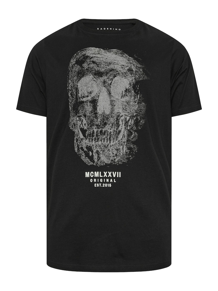 BadRhino Big & Tall Black 100% Cotton Fading Skull T-Shirt - Image 2 of 3