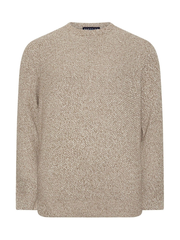 BadRhino Big & Tall Yellow 100% Cotton Twist Knit Crew Neck Jumper - Image 2 of 3