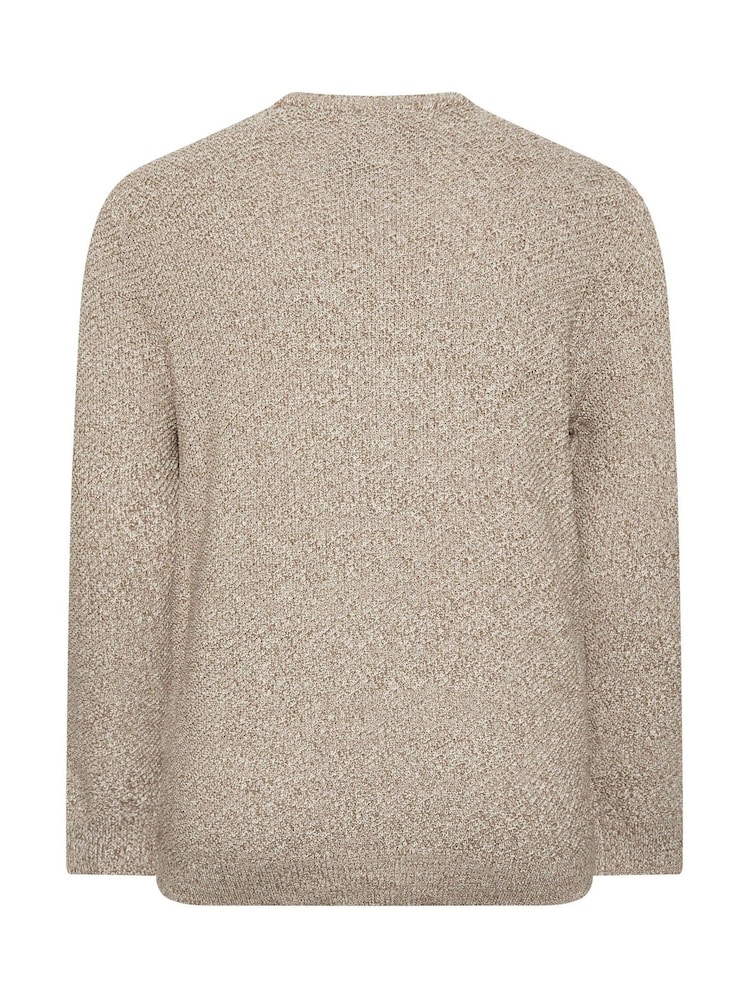 BadRhino Big & Tall Yellow 100% Cotton Twist Knit Crew Neck Jumper - Image 3 of 3
