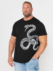 BadRhino Big & Tall Black 100% Cotton Big Snake Effect T-Shirt - Image 1 of 3
