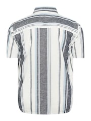 BadRhino Big & Tall Blue Striped Short Sleeve Linen Shirt - Image 4 of 4
