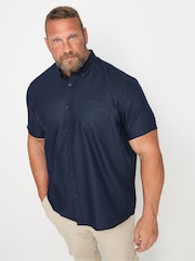 BadRhino Big & Tall Blue Premium Short Sleeve Oxford 100% Cotton Shirt - Image 1 of 3