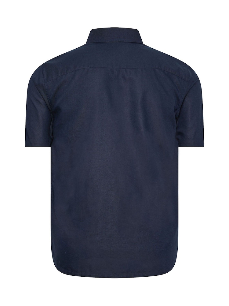 BadRhino Big & Tall Dark Blue Premium Short Sleeve Oxford 100% Cotton Shirt - Image 6 of 6