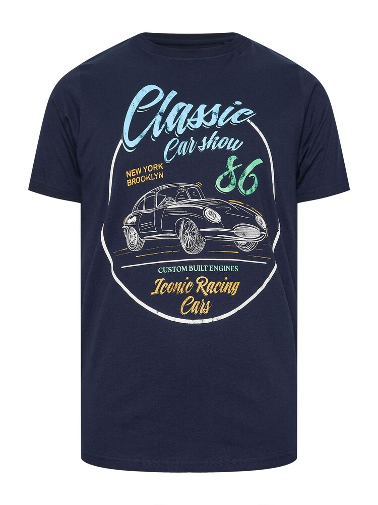 BadRhino Big & Tall Blue 100% Cotton Classic Car T-Shirt - Image 2 of 3 BadRhino Big & Tall Blue 100% Cotton Classic Car T-Shirt - Image 2 of 3