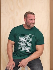 BadRhino Big & Tall Green 100% Cotton Vintage Motors T-Shirt - Image 1 of 4