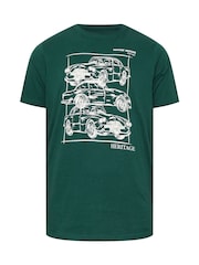 BadRhino Big & Tall Green 100% Cotton Vintage Motors T-Shirt - Image 3 of 4