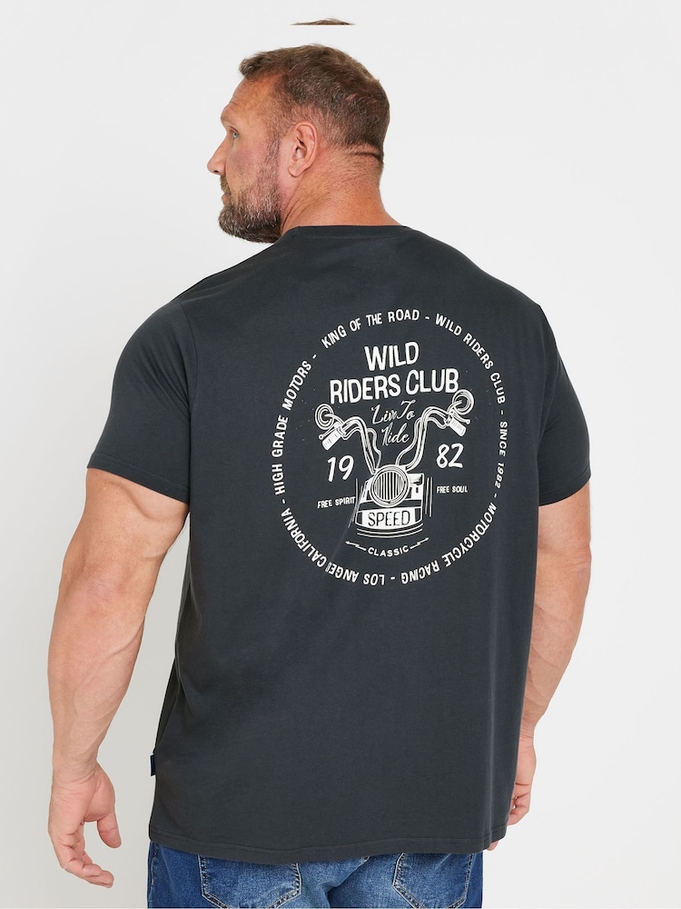 BadRhino Big & Tall Grey Wild Riders Club 100% Cotton T-Shirt - Image 2 of 4