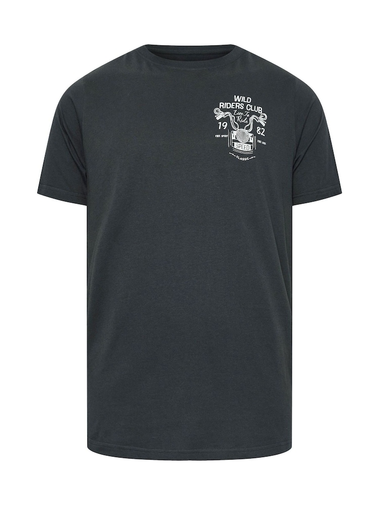 BadRhino Big & Tall Grey Wild Riders Club 100% Cotton T-Shirt - Image 3 of 4