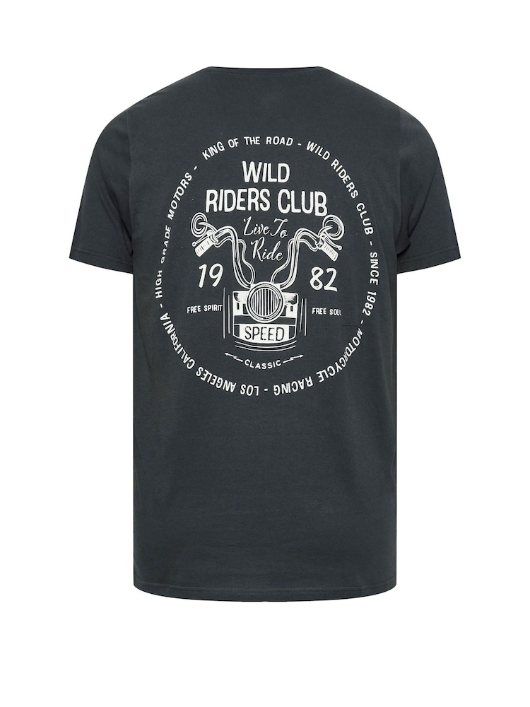 BadRhino Big & Tall Grey Wild Riders Club 100% Cotton T-Shirt - Image 4 of 4