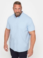 BadRhino Big & Tall Blue Premium Short Sleeve Oxford 100% Cotton Shirt - Image 1 of 3