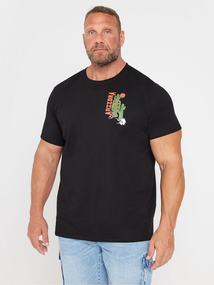 BadRhino Big & Tall Black 100% Cotton Arizonia Graphic T-Shirt - Image 1 of 4
