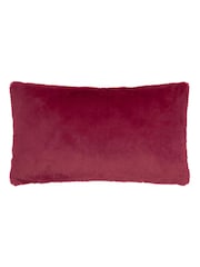 Furn BurgundyPink Merry Christmas Faux Fur Stripe Fibre Filled Cushion - Image 3 of 4
