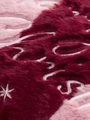 Furn BurgundyPink Merry Christmas Faux Fur Stripe Fibre Filled Cushion - Image 4 of 4