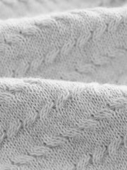 Light Grey Short Sleeves 100% Cotton Textured Button Through Jumper - Image 2 of 4