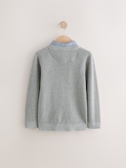 Grey Full Sleeves Twist Mock Layer 100% Cotton Jumper - Image 2 of 4