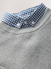 Grey Full Sleeves Twist Mock Layer 100% Cotton Jumper - Image 3 of 4