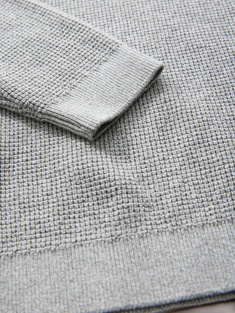Grey Full Sleeves Twist Mock Layer 100% Cotton Jumper - Image 4 of 4