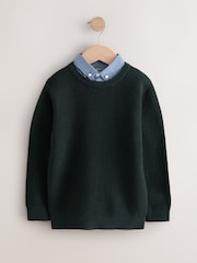 Green Full Sleeves Mock Layer 100% Cotton Jumper - Image 1 of 1