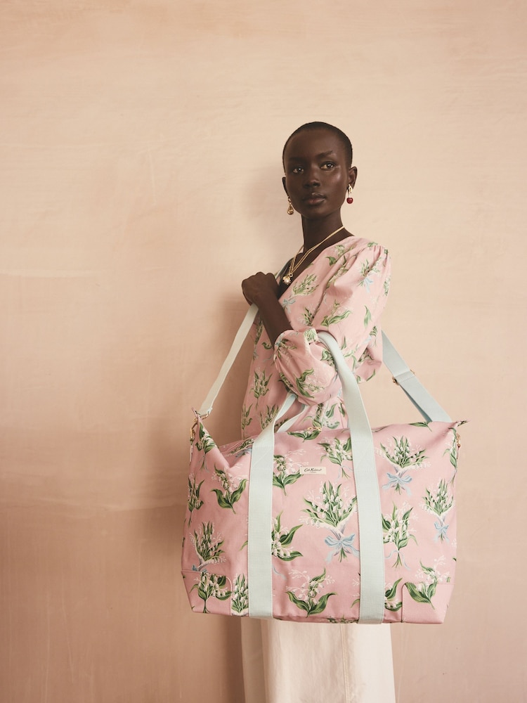 Cath Kidston Pink Lily of the Valley Overnight Bag - Image 1 of 8 Cath Kidston Pink Lily of the Valley Overnight Bag - Image 1 of 8
