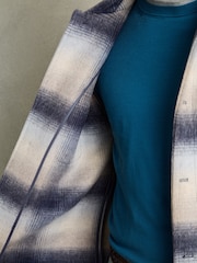 Reiss Blue Multi Kinkade Brushed Wool-Blend Check Overshirt - Image 3 of 6