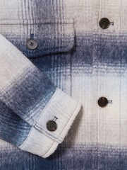 Reiss Blue Multi Kinkade Brushed Wool-Blend Check Overshirt - Image 6 of 6
