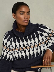 Reiss Navy Emma Wool-Blend Jumper - Image 1 of 6