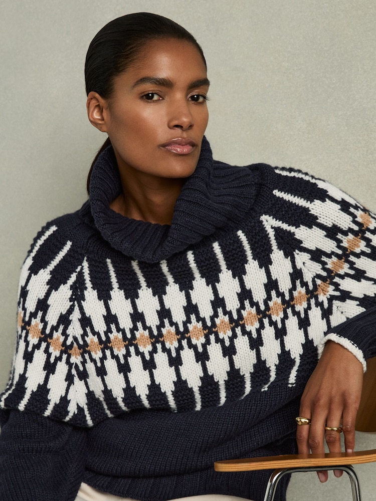 Reiss Navy Emma Wool-Blend Jumper - Image 1 of 6