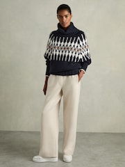 Reiss Navy Emma Wool-Blend Jumper - Image 3 of 6